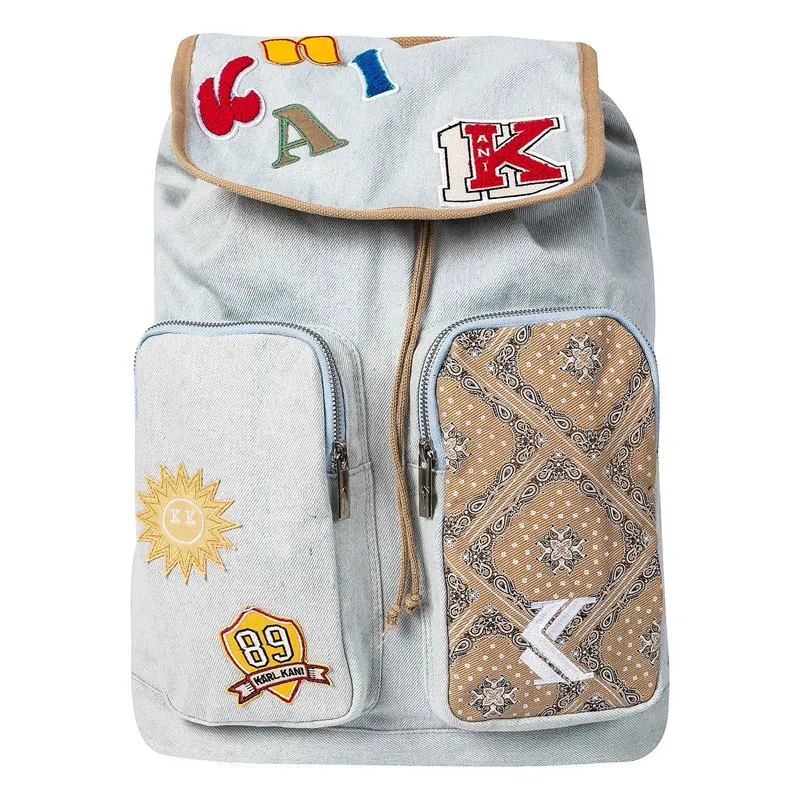 Backpack stampat tad-denim maħsul